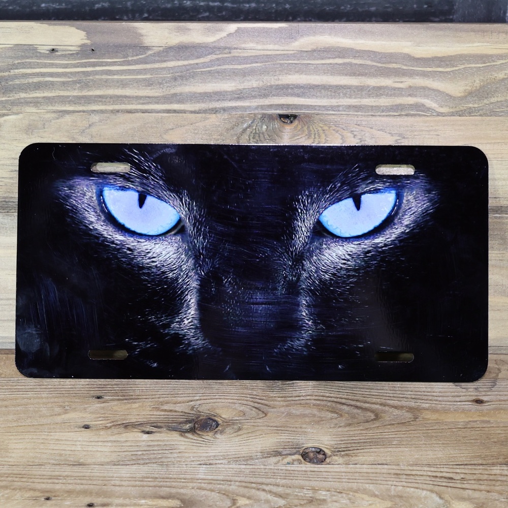 BLACK CAT EYE  Car License Plate Auto Tag 6" x 12"